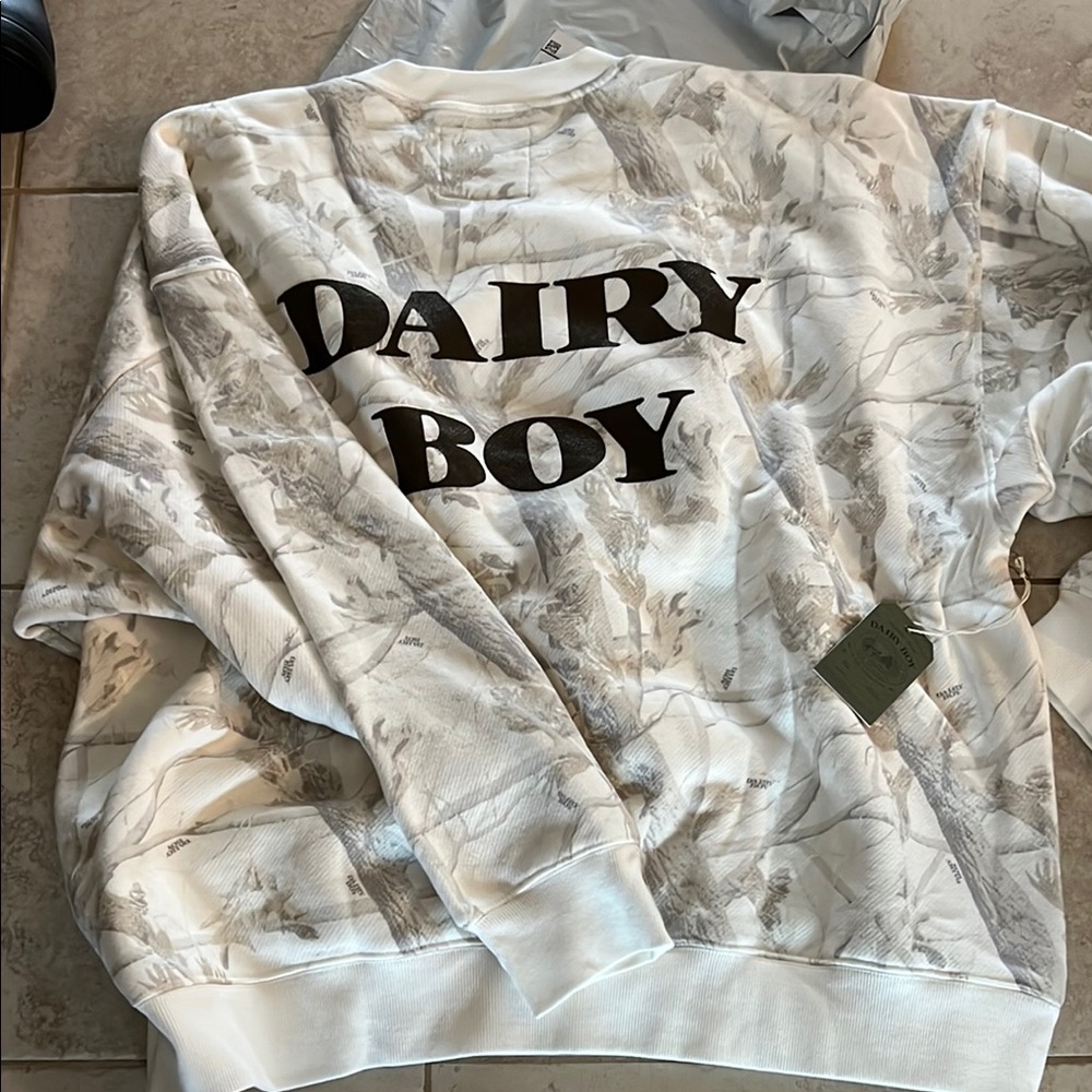 Dairy Boy woodland camo crewneck